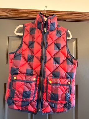J. Crew Navy and Red Quilted Puffer Vest